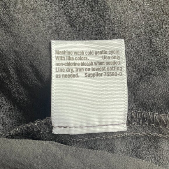 Size XL a.n.a. black short sleeved top with faux wrap front and synched back - Picture 13 of 14